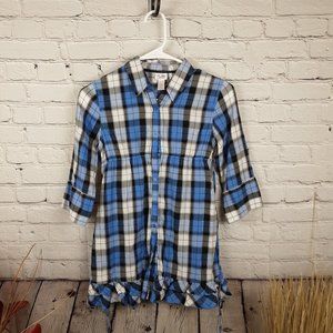 JUSTICE BLUE & WHITE PLAID GIRLS DRESS 12